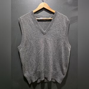 Vtg Medium 100% Cashmere V Neck Vest Sweater Gray Unisex Lord & Taylor Two Ply